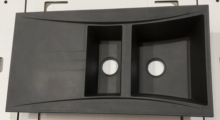 Liquida SEV150BL 1.5 Bowl Composite Reversible Black Kitchen Sink - GRADED