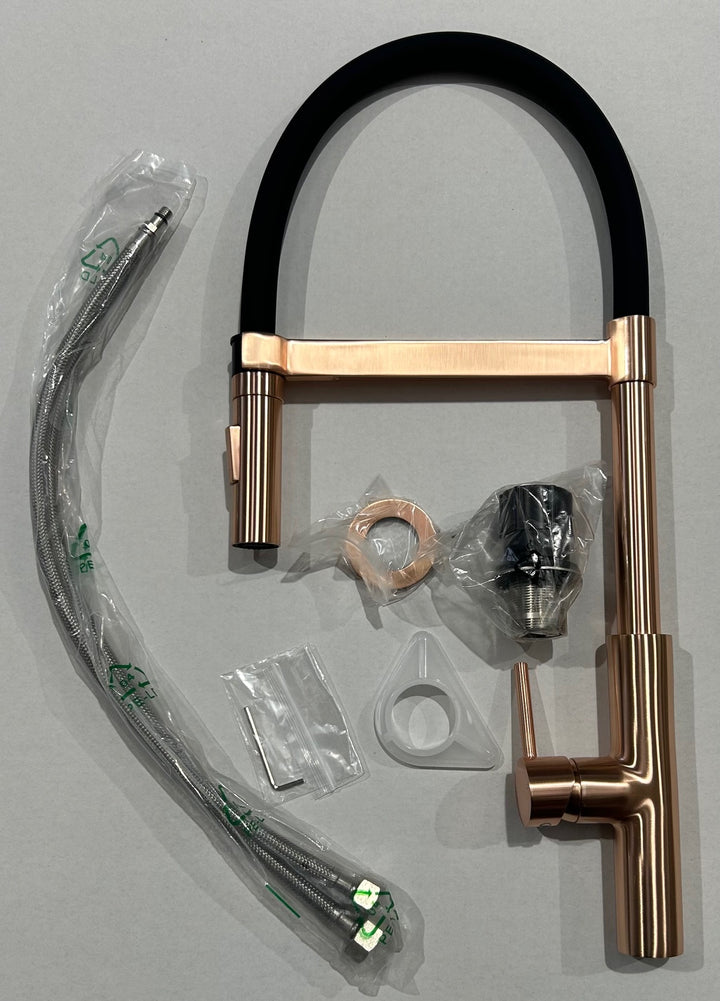 Liquida W24RG Rose Gold S shape Single Lever 360 Degree Swivel Spout Kitchen Tap - GRADED