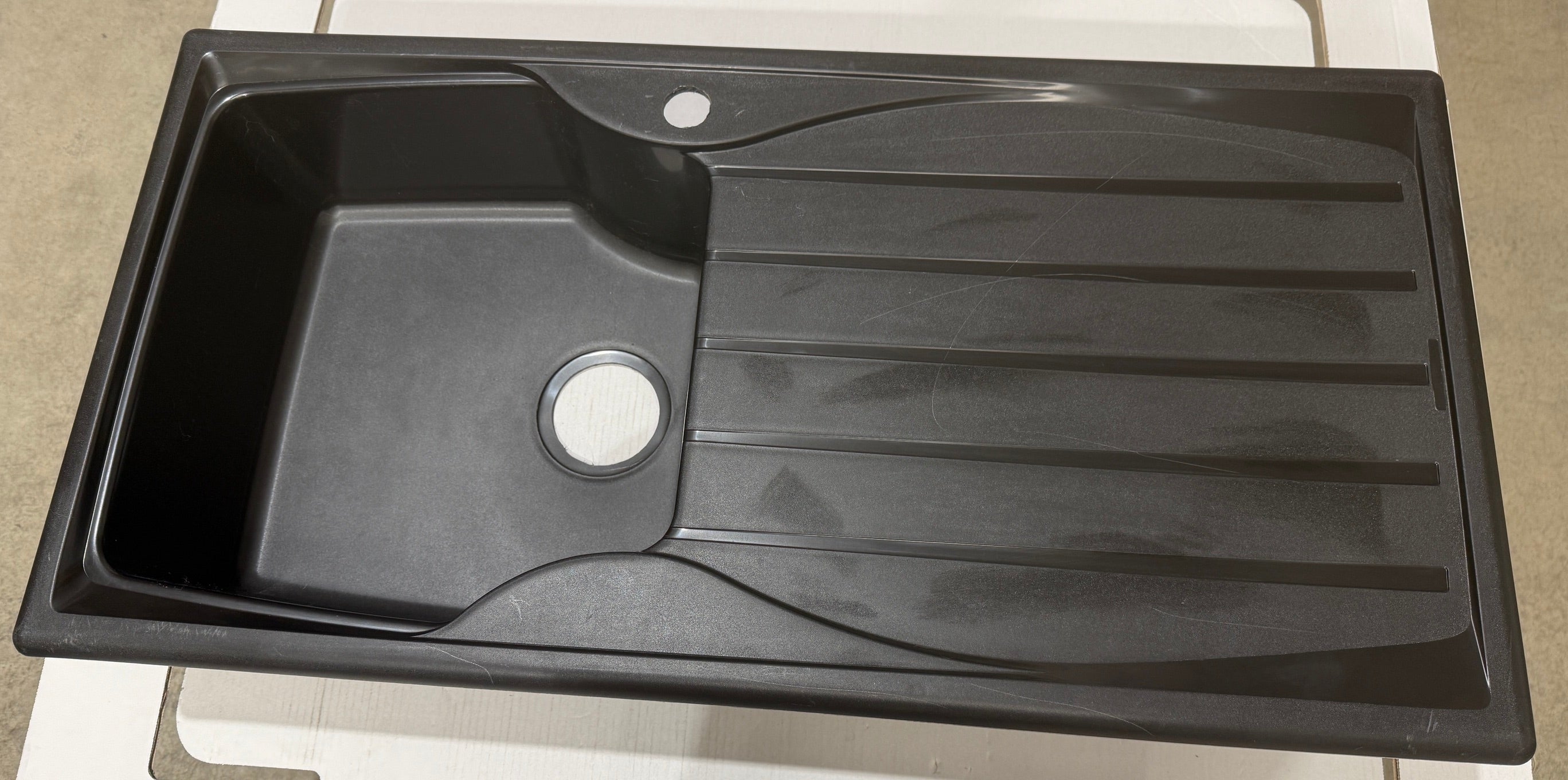 Liquida CMP10BL 1.0 Bowl Reversible Black Kitchen Sink With Waste Kit - GRADED