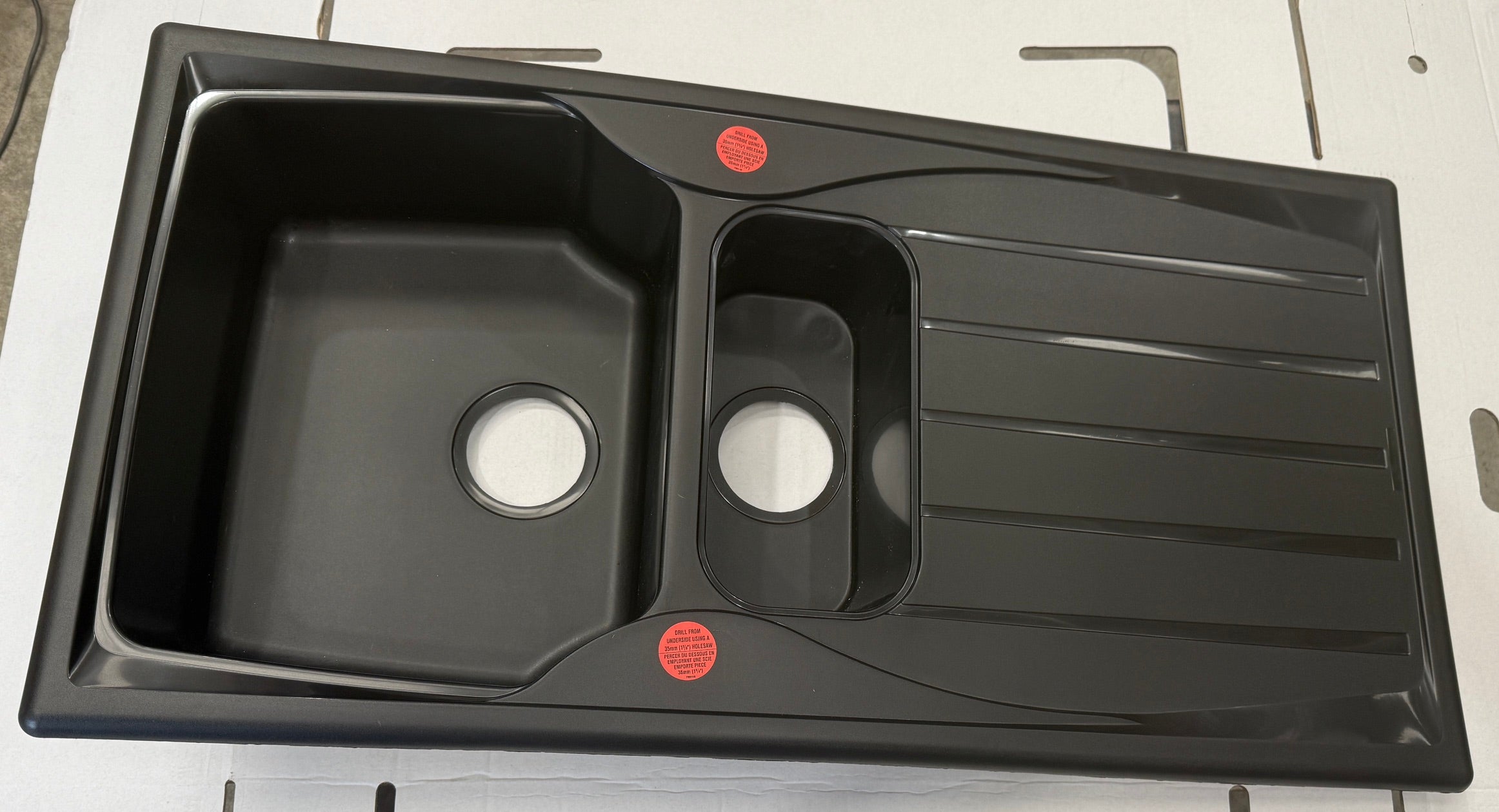 Liquida CMP15BL 1.5 Bowl  Black Reversible Kitchen Sink And Waste Kit - GRADED