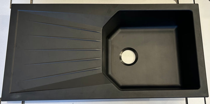 Liquida AGV100BL 1.0 Bowl Composite Reversible Black Kitchen Sink - GRADED