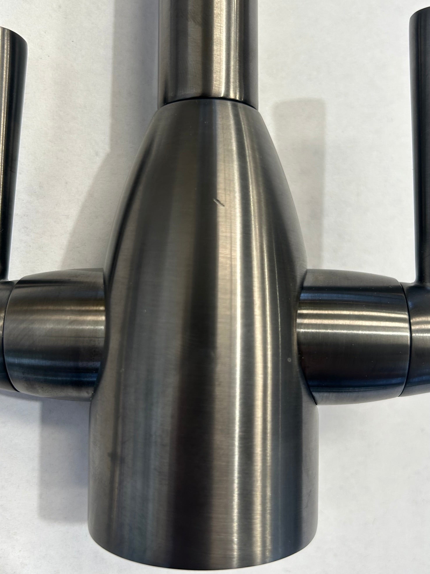 Liquida W05GM Gun Metal Grey Swan Neck Twin Lever Kitchen Mixer Tap - GRADED