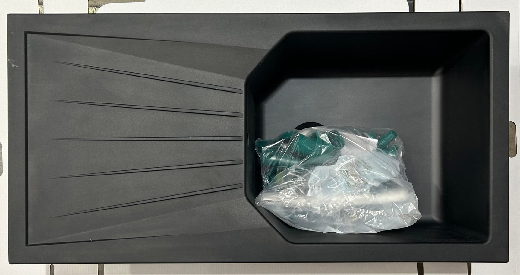 Liquida AGV100BL 1.0 Bowl Composite Reversible Black Kitchen Sink - GRADED