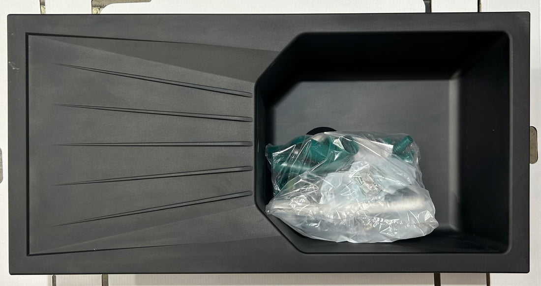 Liquida AGV100BL 1.0 Bowl Composite Reversible Black Kitchen Sink - GRADED
