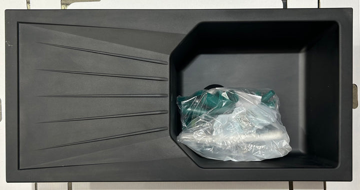 Liquida AGV100BL 1.0 Bowl Composite Reversible Black Kitchen Sink - GRADED