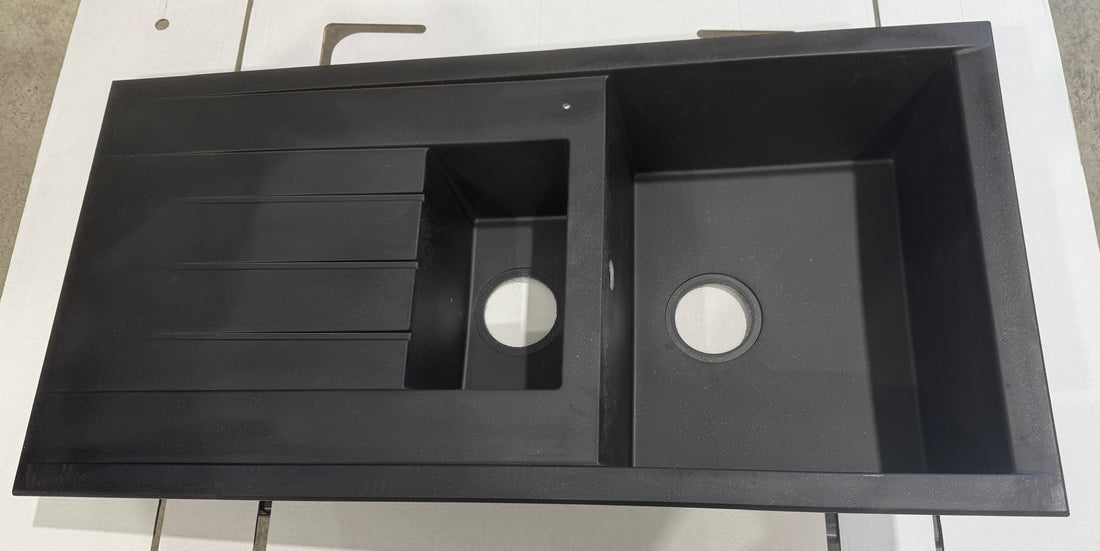 Liquida CU15BL 1.5 Bowl Composite Reversible Inset Black Kitchen Sink - GRADED