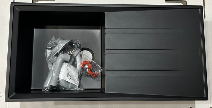Liquida SEN100BL 1 Bowl Black Granite Reversible Kitchen Sink - GRADED