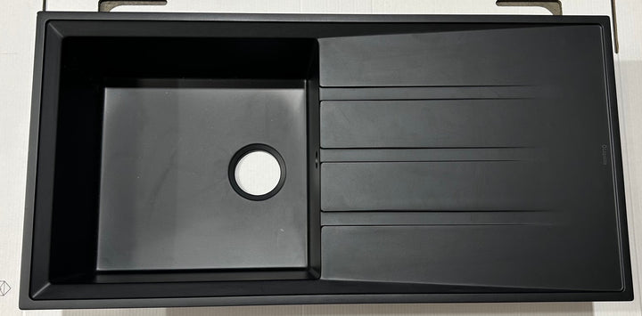 Liquida SEN100BL 1 Bowl Black Granite Reversible Kitchen Sink - GRADED