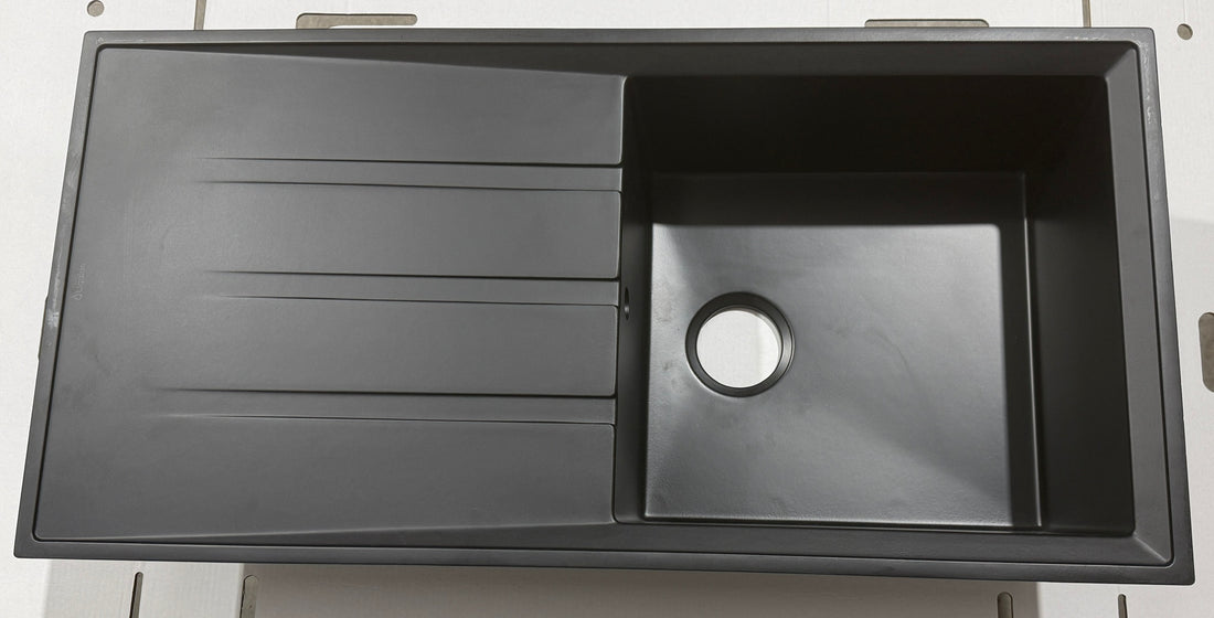 Liquida SEN100BL 1.0 Bowl Black Granite Reversible Kitchen Sink - GRADED