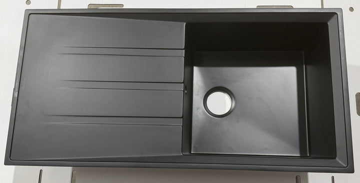 Liquida SEN100BL 1.0 Bowl Black Granite Reversible Kitchen Sink - GRADED