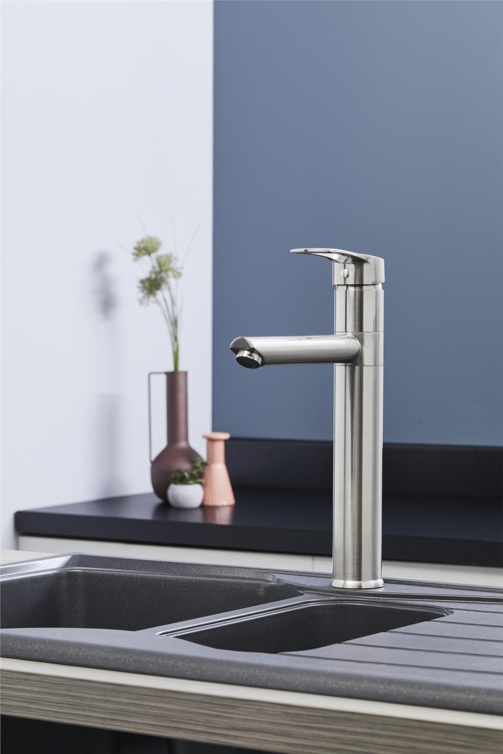 Liquida W16BN Single Lever 360 Degree Swivel Spout Brushed Nickel Kitchen Tap