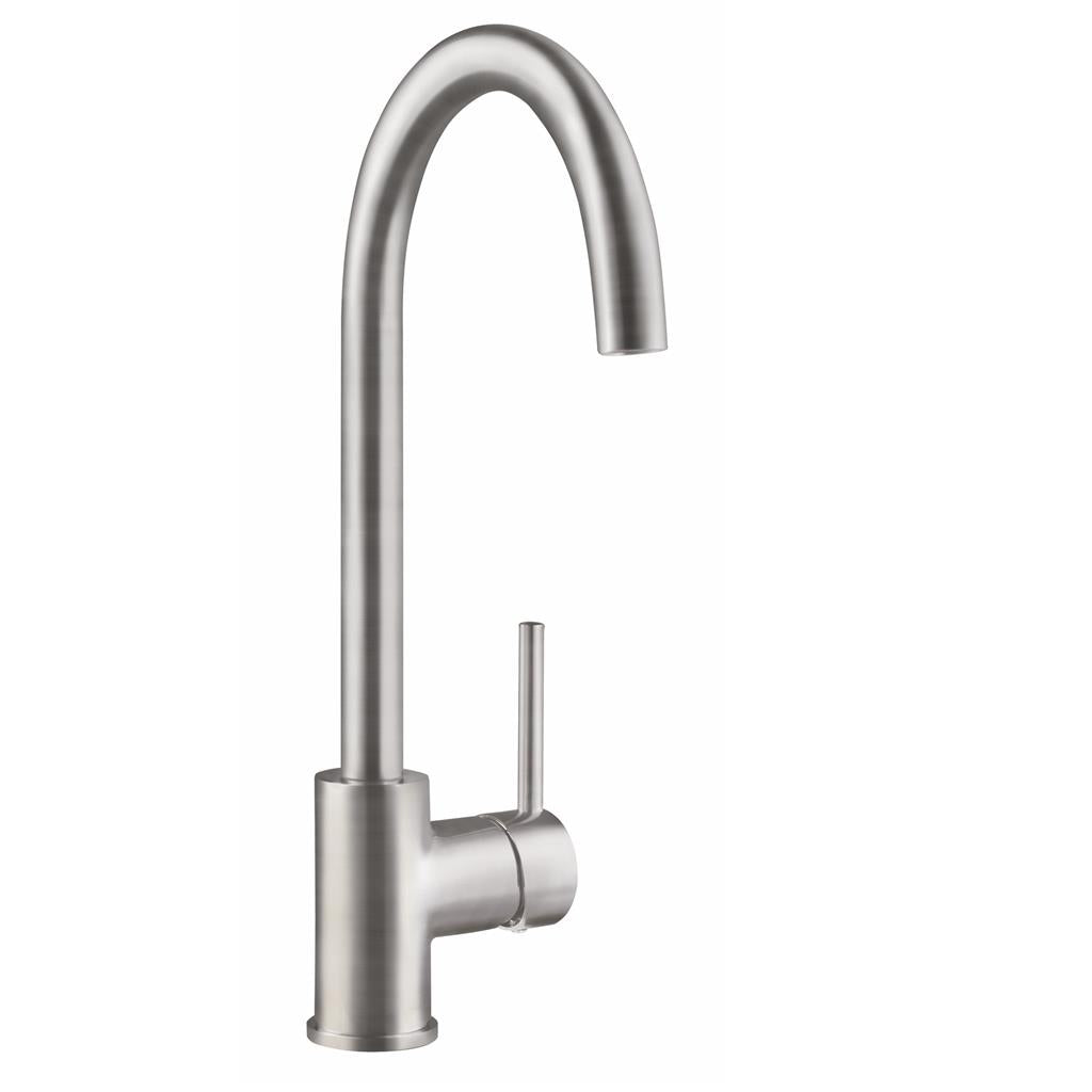 Liquida LS04BN Monobloc Swan Neck Brushed Nickel Kitchen Tap - GRADED
