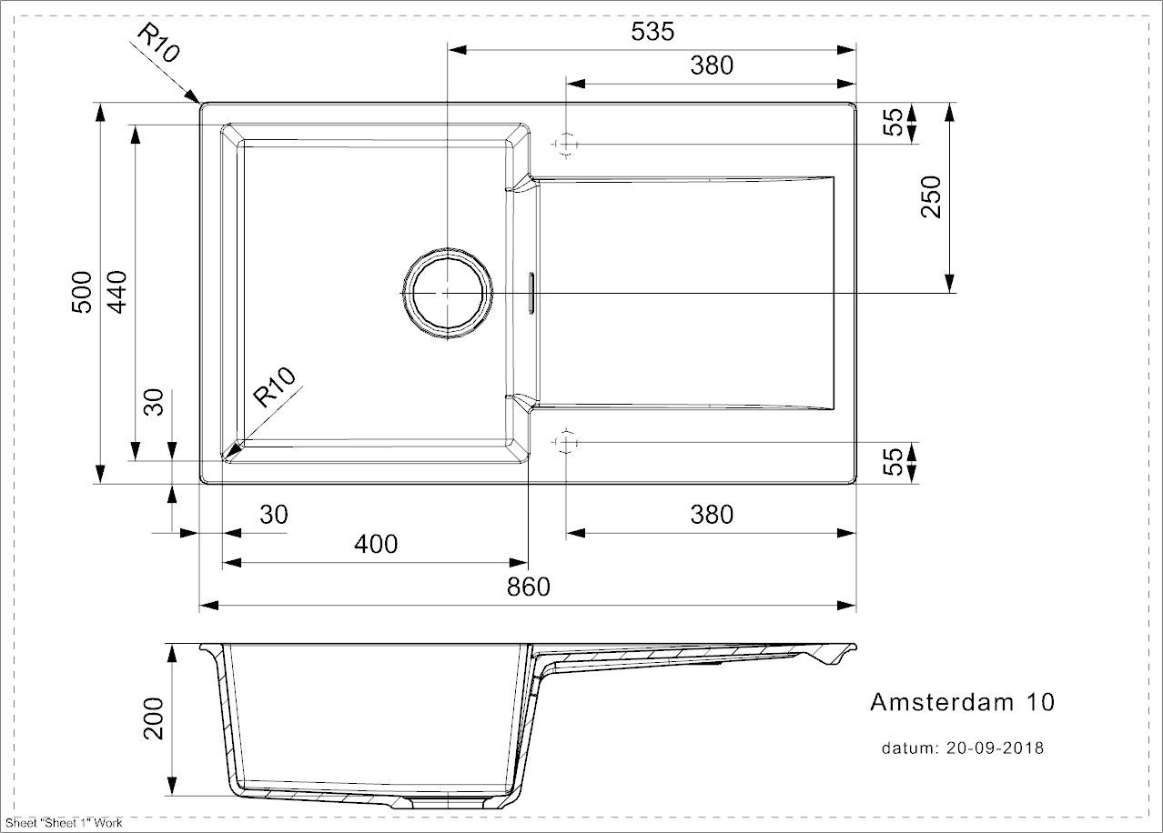 Reginox Amsterdam 10BS 1.0 Bowl Granite Reversible Inset Black Kitchen Sink