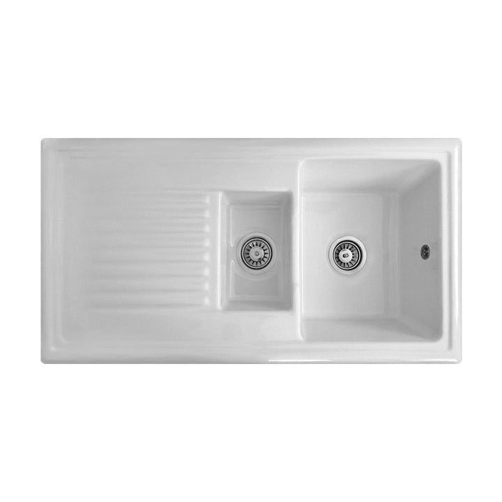 Reginox RL 301CW White 1.5 Bowl Inset Reversible Ceramic Kitchen Sink