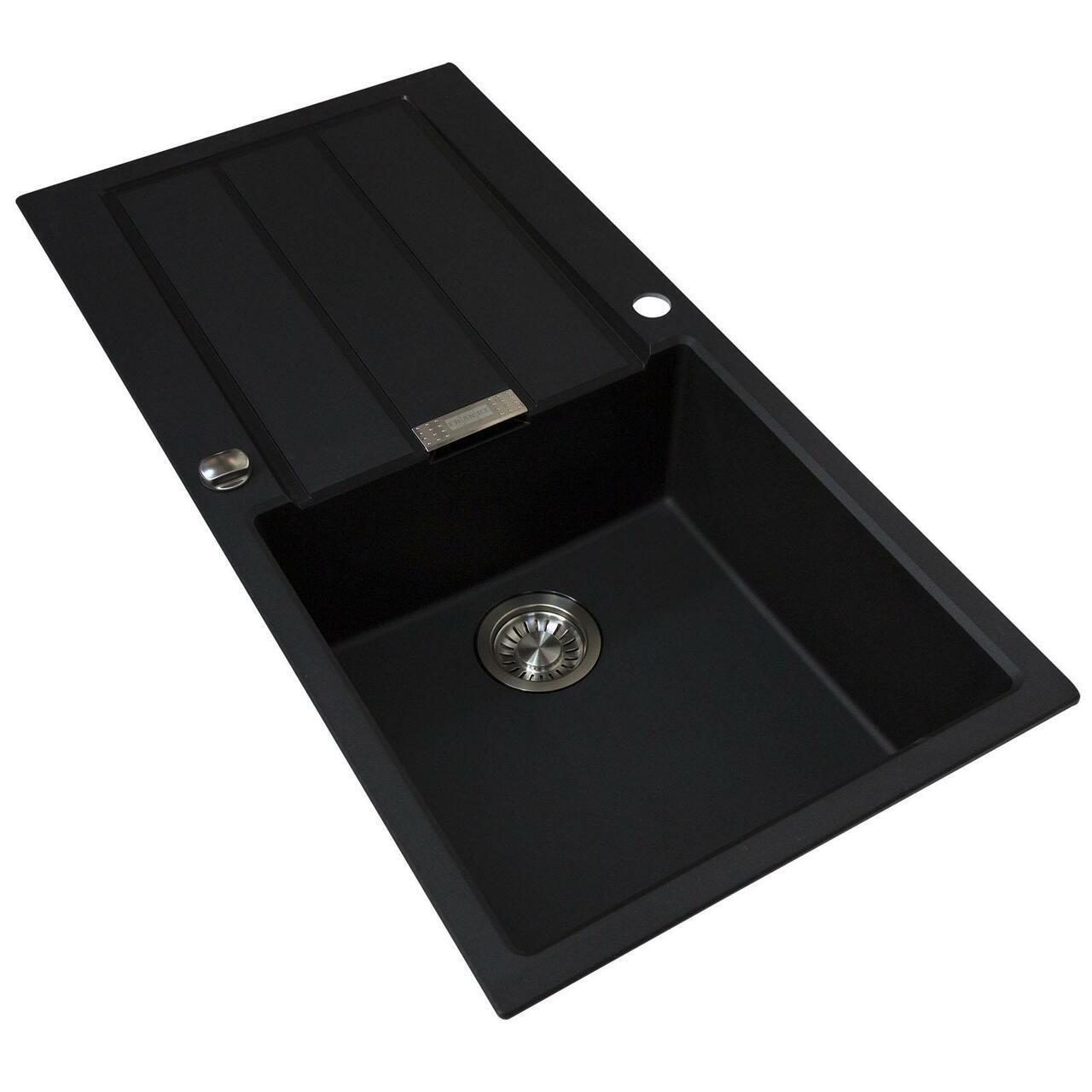 Franke Sirius S2D611CB 1.0 Bowl Tectonite Carbon Black Reversible Kitchen Sink