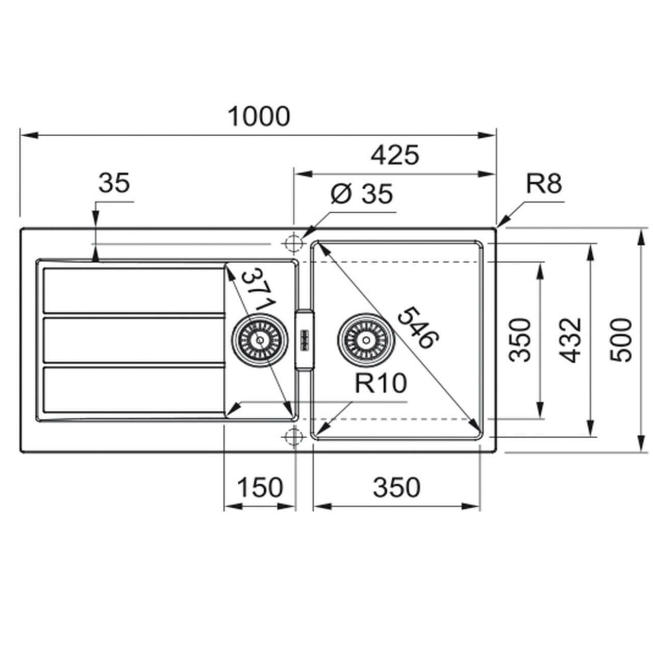 Franke Sirius S2D651PW 1.5 Bowl Tectonite Reversible Polar White Kitchen Sink