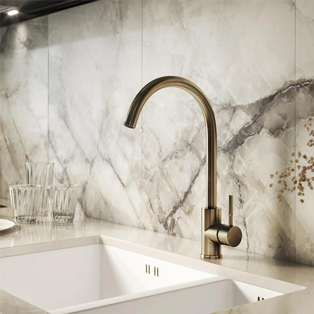 Liquida KAVL860WH 1.0 Bowl Composite White Kitchen Sink And KPO11WH Chrome Tap