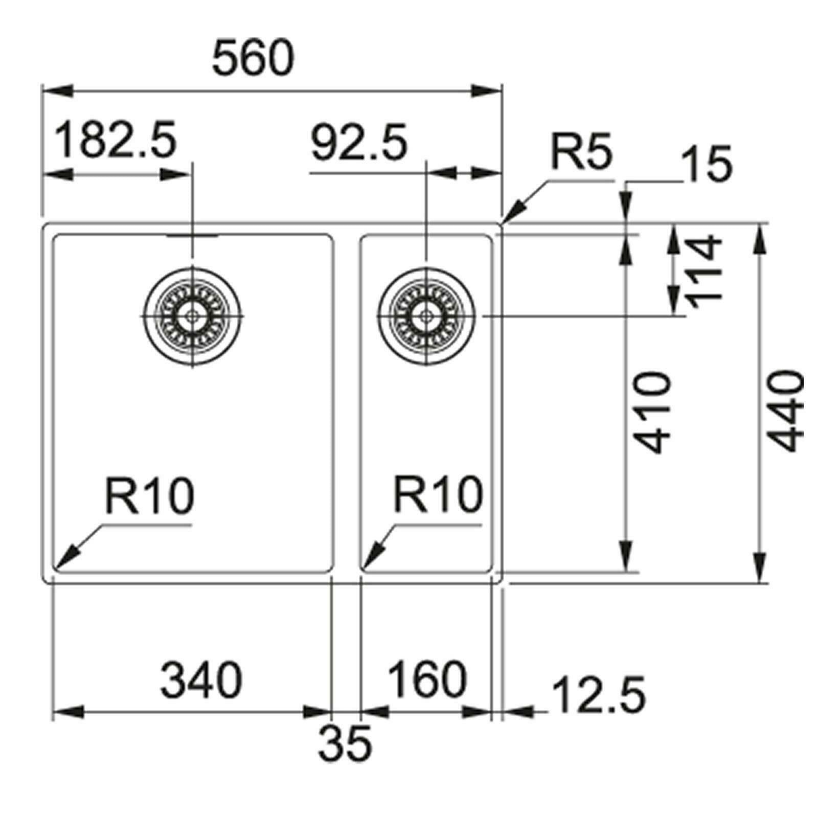 Franke Sirius SID160CB 1.5 Bowl Tectonite Undermount Black Kitchen Sink