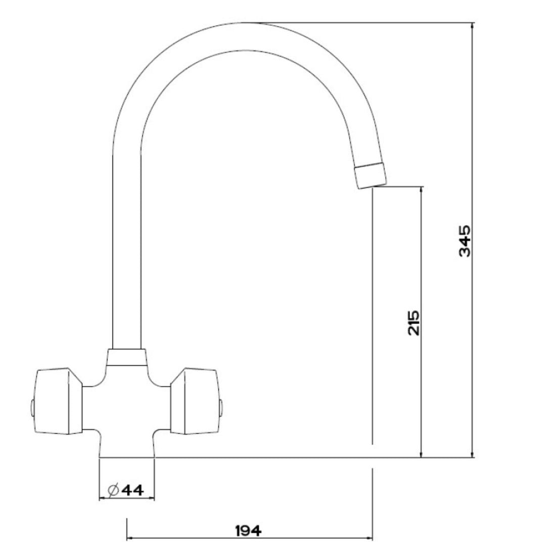Franke Smart Pro Cruciform Two Lever J Swivel Spout Kitchen Tap In Chrome